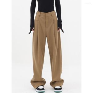 Pantaloni da donna Abito a gamba larga Pantaloni a vita alta da donna Pantaloni da donna cachi neri a figura intera Abito da donna da ufficio Allentato Moda coreana