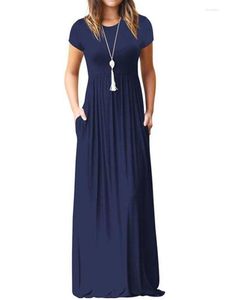 Fritidsklänningar VOLALO 2023 Elegant lång sommarklänning Dam Kortärmad Maxi Dam Fest Kvinnlig Robe Femme Grön Röd XXL