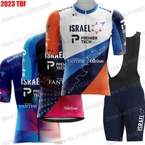 Radfahren Jersey Sets Team Israel Frankreich Tour Set Kurzarm TDF Kleidung Rennrad Shirts Anzug Fahrrad Trägerhose MTB Maillot 230706