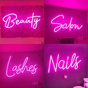 Salon kosmetyczny LED rzęsy brwi paznokcie dekoracja pokoju artystyczna ściana wiszące światła neonowe znak Led niestandardowy Neonlamp HKD230706