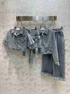 Damjackor Designer 2023 Denim Zip Up Mode Kvinnlig Casual Långärmad Lapel Solid Button Down-ficka Lös Jean Jacket Coat F9G1