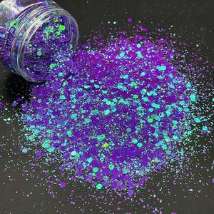 Nagelglitzer, 10 g, Nagelkunst-Glitzer, klobige Flocken, kosmetisch, superglänzend, Hochzeits-Es-Mix, holografisches Handwerk, schillernder Hex-Poly-Tumbler-Glitzer, 230705