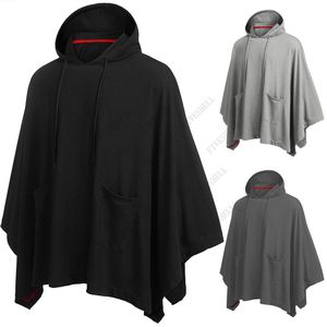 Mens Hoodies Sweatshirts Unisex Casual Hooded Poncho Cape Pelerin Moda Ceket Hoodie Sweatshirt Erkek Hip Hop Street Giyim Kapüşonlu Kazak Pocket Moletom 230706