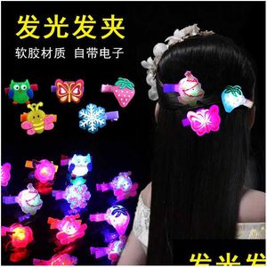 Accessori per capelli Luminoso Cartoon Tornante Moda Natale Bambini Led Flash Bobby Pin Giocattolo Regali Luce notturna Ragazze per bambini Mini parte Dhz8Z