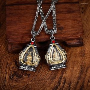 Pendant Necklaces XiYuan Silver Color China-Chic Men's Gold Wujia Box Twelve Zodiac And Eight Guardian Brand Fashion Trend