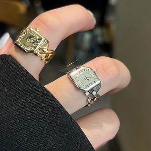 Модные хип-хоп металлические часы кольцо 2022 Модный дизайн панк-личность Открыто регулируемое кольцо для женщин для женских ювелирных изделий