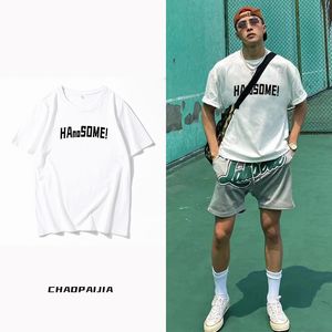 Mens T Shirts Letter Short Sleeve T-shirt Men's ins Loose Large White Summer Thin T-shirt Couple Short T