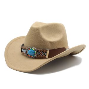 Bauhinia Vintage Fascinator Western Cowboy Hat Para Homens Gentleman Cowgirl Jazz Hats Sombrero Hombre Church Cap