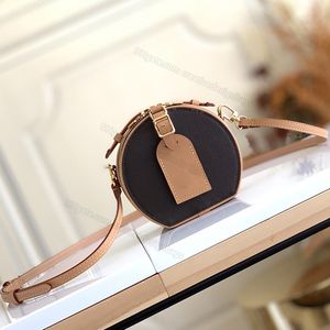 Mirror Quality Shoulder Bag Hat Box Mini Boite Chapeau Leather Edge Canvas Handbag Stylish Crossbody Large Accordion Compartment Quilted Lining13cm with Box L106