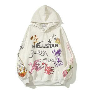 Designermodekläder Herrtröjor Luvtröjor 2022 Chaogao Street New Hell-star Skull Graffititryck Huvtröja Unisex-huvtröja Rock Hiphop 2049