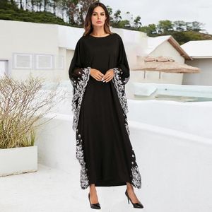 Vestido longo muçulmano feminino Abayas para mulheres Vestidos de tamanho grande preto Eid Mubarak Robe islâmico De Priere Islam Femme