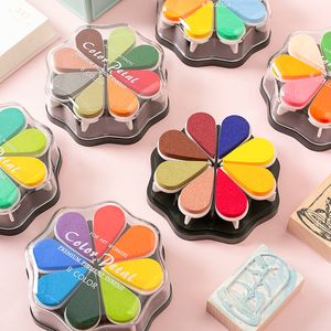 Stamps Sunflower petals 8color cute ink pad for cardmaking DIY finger painting hand account rubber stamp accessories 230705