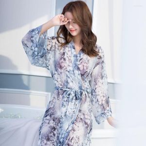 Roupa de dormir feminina Chiffon Sexy Robe para mulheres Roupão de banho Casual Presente de dama de honra Kawaii Lingerie Camisola Lazer Tops para dormir Verão 2023