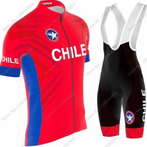 Cycling Jersey Sets Red Chile National Team Set Mens Bicycle Clothing Road Bike Shirts Suit Bib Shorts MTB Ropa Maillot 230706