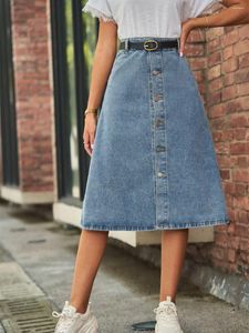Юбки летняя джинсовая ткань для женщин модная джинсовая средняя джинсовая джинсы на улице уличная одежда для женской одежды