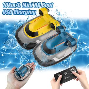 Model Set Mini RC Boat 10km h Radio Remote Controlled High Speed Ship Waterproof Diving Toy Simulation Summer Water Toys for Kids 230705