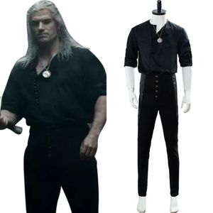 Geralt of Rivia Traje Cosplay Colar Roupa Casual Conjunto Completo3335