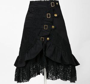 Spódnice Hippie odzież boho metalowe wzory retro styl brytyjski sklep internetowy linia cygańska spódnica wampir bawełniana koronka czarna Midi