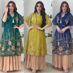 Ethnische Kleidung Ramadan Eid Party bestickte Quaste elegante Frauen muslimische Abayas Kleid Türkei arabischen Kaftan Dubai Jalabiya Caftan Vestidos