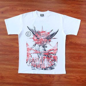 디자이너 패션 의류 티 Tshirts Hellstar Studios Satan Short High Street Trendy Short Sleeve T-Shirt Rock Hip Hop 2032보다 큰