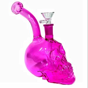 Pink Skull Glass Water Bongs Dab Rigs Hookahs Downstem Perc Smoking GLass Water Pipes Dab Rigs With 14mm Bowl