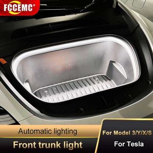 Znak LED przedni bagażnik samochodowy listwa oświetleniowa łatwa instalacja wodoodporna elastyczna automatyczna zmodyfikowana lampa neonowa dla Tesla 3 Model Y S X HKD230706