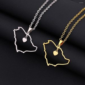 Pendant Necklaces Saudi Arabia Map Hearts Necklace Stainless Steel For Lovers' Women Men Gold Silver Color Charm Fashion Maps Jewelry