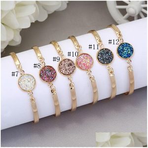 Charm Bracelets Luxury Druzy Stone Wrap Bracelet Round Natural Geode Rhinestone Pave Drusy Bangle For Women Fashion Jewelry Gift Dro Dhznc