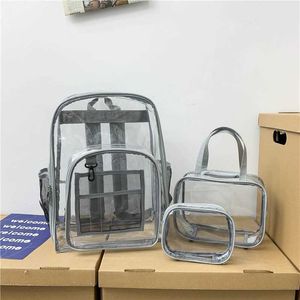 Kişiselleştirilmiş Kadın Okul Çantası Şeffaf Korece Versiyon Şeffaf erkek lise öğrencileri şeffaf sırt çantası su geçirmez sırt çantası 230615