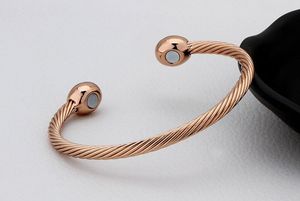 Bangle Vintage pure copper Magnetic bracelet bangle Solid Copper bracelet Healing Healthy Energy Power bracelet Twisted Chain for women 230706
