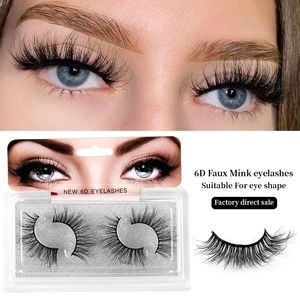 2Pairs 6d Faux Mink Eyelashes Seamless Band False Lashes Wispy Crisscross Style Lash Extensions Soft Reusable Cruelty Free
