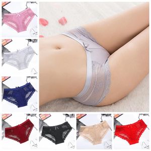 Panties European temptation sexy lace no trace beautiful buttocks low waist briefs female white gray black skin color support292L