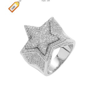Band Rings Hip-hop Men Women Fine Jewelry Iced Out Gold Plated 925 Sterling Silver VVS Moissanite Diamond Star Ring With GRA Certificate