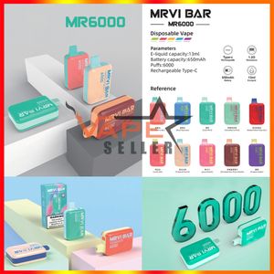 本物のロストメアリー 6000 パフバー MRVI 使い捨て電子タバコ Vape 充電式 650mAh バッテリー 13 ミリリットルポッドエルフワールドバーパフペン