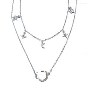 Подвесные ожерелья Fuyo Star Moon Ожерелье Boho Геометрическое кристалл, насмешливые для женской девушки водяной воротник Кокер