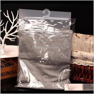 Transparent Waterproof Pvc Cloth Storage With Hanger Plastic Packaging Button Seal Bag Clothes Scarves Hook Bags Wholesale Lx1095 Xmem Sfsp2