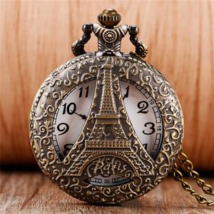 Zegarek kieszonkowy z wydrążoną wieżą eiffla - Vintage paryski pamiątkowy naszyjnik dla mężczyzn i kobiet297S