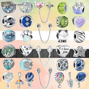 Für Pandora Charms Schmuck 925 Charm Perlen Zubehör Armband Flügel Herz Bogen Pfeil Sicherheitskette Kaninchen Dankbares Herz