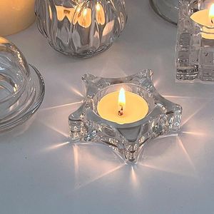 Ljushållare Glas Enkel Ljusstake Transparent Pografi Hem Festdekoration Bougeoires Pour Mariage