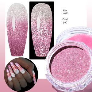 Nail Glitter Reflective Flash Glitter Powder Thermal Temperature Changing Nail Powder Shinning Chrome Pigment Dust UV Gel Polish Accessories 230705