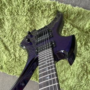 Custom lighing X shape in Purple 6 string bass guitar Fast Free Ship