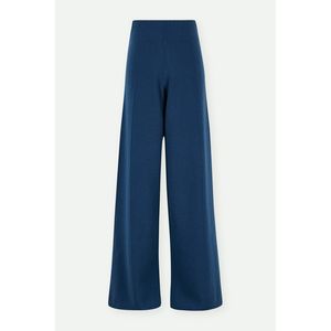 Calças femininas Pringle of Scotland Primavera azul mistura de lã calças largas