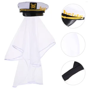 Bandany damskie czapka kapitanowie kapelusz do jachtu granatowy welon panna młoda marynarz żeglarskie nakrycia głowy kostium łodzi Cosplay Hatband