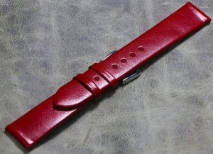 İzle Bantlar Kırmızı Siyah İnek Deri Saat Bandı 12 14 16 18 20mm Vintage Erkekler Kadın Yedek Bilezik Strap Band Aksesuarları