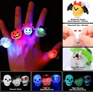 Halloween Led Abóbora cabeça fantasma Luzes de dedo Festival Decoração de festa adultos crianças Acenda lâmpada de dedo Crianças flash rave Prop toy