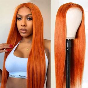 Orange Ginger Wig Colered Human Hair 13x4 Lace Front Wigs For Black Women Brazilian Remy Hair Straight Lace Closure Wig