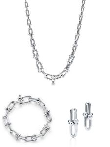 New luxury 18K Gold Plated sliver Chain womens pendant long 41cm 45cm 50cm 60cm designer necklace jewelry bracelet necklaces set for women Men Couple Wedding Party