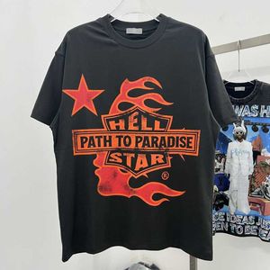 Tasarımcı Moda Giyim Tees Tshirts Hellstar Amerikan Modaya Sokak Hiphop Minimalist Mektup Yarı ile Erkek ve Kadın Çiftler için Baskılı Kısa Kollu Tshirt