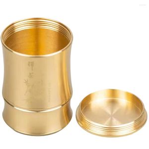 Garrafas de Armazenamento Recipientes de Aço Inoxidável Cobre Puro Cadeirinha de Chá Caixa Lata Café Açucareiro 7x5cm Latão Dourado