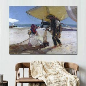 İspanyol manzaraları tuval sanatı net joaquin sorolla y bastida resim el yapımı modern ofis dekor